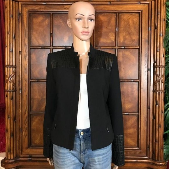 Anne Klein Paris Stroll Croc Embossed Faux Leather Dress - Picture 14 of 14